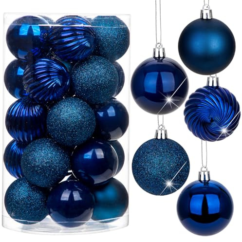 6CM Weihnachtsdeko Weihnachtskugeln, 25 Stücke Bruchsiche Christbaumkugeln Ornamente Weihnachtsbaumschmuck für Weihnachtsbaum Christbaumkugeln Weihnachtsdekoration Kugeln