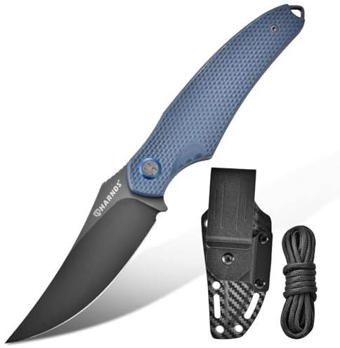 HARNDS Squalo Coltello a lama fissa da esterno con fodero in kydex Lama in acciaio D2 Coltello da campeggio ideale Coltello da sopravvivenza Premium Coltello da boscaglia (Grigio - Grigio Titanio)