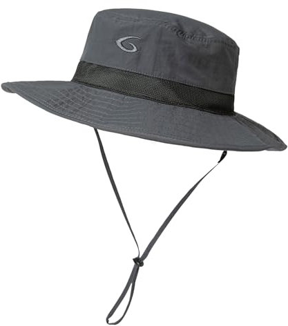 TOP-EX Sonnenhut mit breiter Krempe, Unisex, LSF 50, wasserdicht, verstellbar, atmungsaktiv, für Outdoor-Abenteuer, Wandern, Angeln, Safari, leicht verstaubar DunkelGrau L/XL