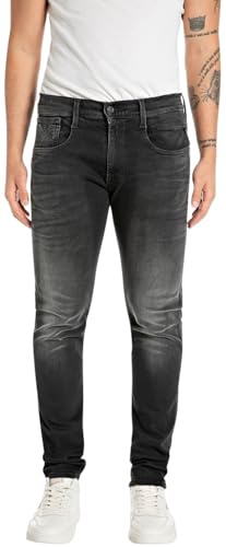 Replay Slim fit Jeans Anbass Hyperflex Dust, 098 svart, 33W / 30L