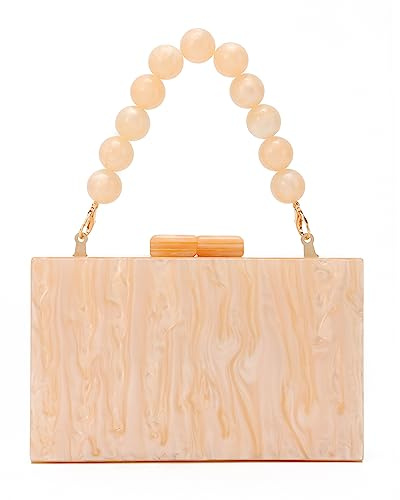 EVEOUT Damen Elegante Acryl Abendtasche Clutch mit Perlen-Handkette Marmorierte Umhängetasche Handtaschen für Party Abschlussball Hochzeit Brauttasche
