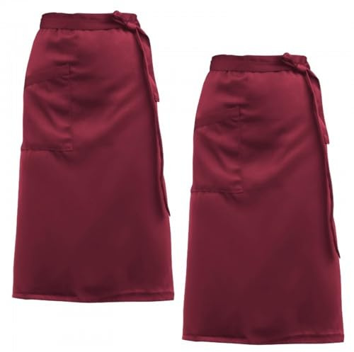 Ehuihuan Halbe Kellnerschürze, 2 Stück Verstellbare Schürze, Vorbinder Schürze mit Tasche, Taillenschürze Schwarz für Männer Damen Herren Küche Restaurant Bistro Florist(68 * 70 cm)