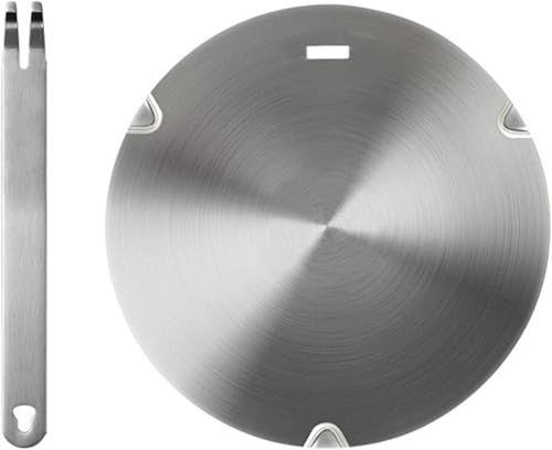 Beswarmy Diffuseur de chaleur pour cuisinière à gaz – Anneau de mijotage à induction en acier inoxydable 22 cm avec poignée amovible