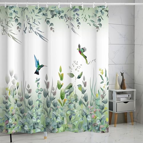 FAIRYGATE Garden Shower Curtain Outside Shower Curtains Flowers and Leaves Garden Decor Waterproof Outdoor Curtain Nature Scenery Bathroom Accessory Set B9506