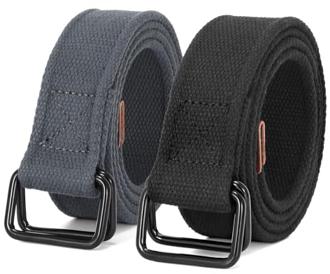 JASGOOD ceinture en toile pour hommes boucle double noire ceinture en maille décontractée pack de 2