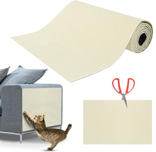Alfombra Rascador para Gatos, Protector Sofá Arañazo, Tapete Autoadhesivo DIY, Climbing Cat Scratcher para Proteger Alfombras - Beige