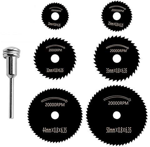 7 Pcs HSS Rotary Tool Circular Set Wood Cutting Discs Mandrel Drill With Extension Rod