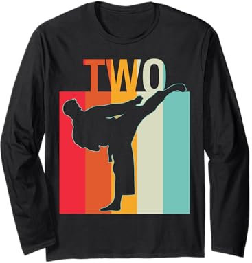 2. Geburtstag Geschenk Karate Retro Taekwondo-Kampfsport Jungen Langarmshirt