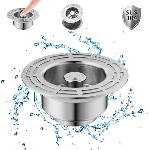 Yuqilin Bouchon Evier Cuisine, Pop-Up Filtre Evier Cuisine, Antirouille Bonde pour Evier de Cuisine, Durable Bonde Evier Cuisine, Profondeur D'évier > 40 Mm, S'Adapte à N'Importe Quel éVier de Cuisine