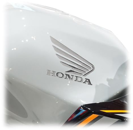 labelbike Adesivi 3D Moto Serbatoio Logo Emblema Honda | Laterale Protezione in Resina, Antigraffio, Decorazione con Licenza Ufficiale, Cromato