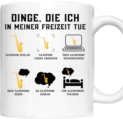 Saxophon Tasse | Dinge, die ich in meiner Freizeit tue Saxophone spielen | Saxophon Geschenk Saxophonspieler Tasse Saxophon Kaffeebecher lustig