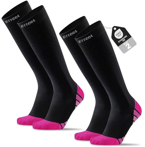 Effeet Bas de Contention Femme Homme, 2 Paires, Rembourrés pour Voyage