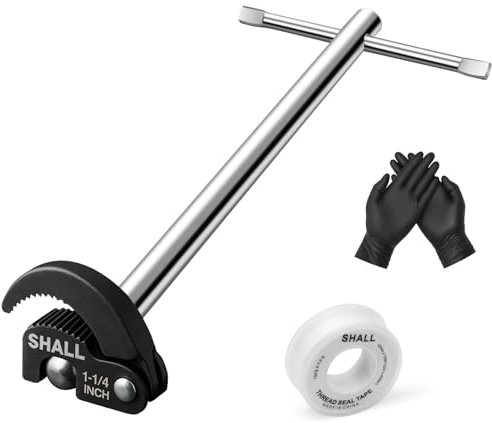 Shall Chiave per lavabo da 28,9 cm, chiave regolabile per lavandino, chiave per dado rubinetto completamente lucidata, con capacità ganasce da 3/8 a 1-1/4 per spazi difficili da raggiungere