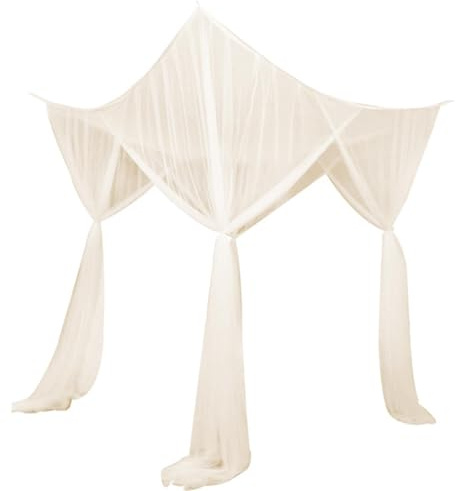 Pitycbo Himmelbett Netz Bettvorhang Gemütliches Schlafzimmer Prinzessinnen Schlafzimmerdekoration Betthimmel Vorhang Netz für Mädchen Und Erwachsene, Beige