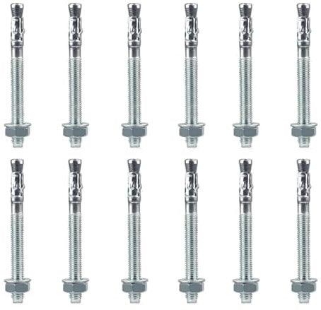 Jortmrd 20 Stück Schwerlastanker M8x90mm+M10x90mm Bolzenanker Schwerlastdübel betonanker Keilanker Ankerbolzen für Geländer Fenster Bauwesen, Maschinenmontage und Vorhangfassaden（2 Größen）