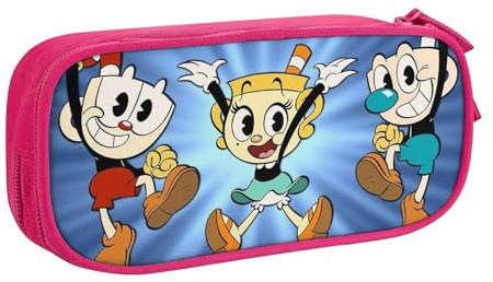 YINGD Cuphead Mugman Chalice Pencil Case Large Capacity Doublelayer Pen Bag School Stationery Pouch Pencil case Supplies Pencase
