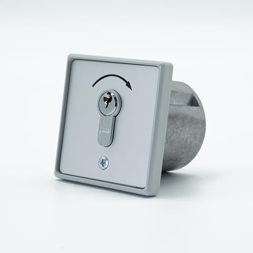 GEBA Schlüsselschalter Universal MR1 1T/1 - 1 Impulsfunktion - Unterputz Montage - Wasserdicht IP54 - 3 Schlüssel - 1 NO Impulsausgang - Euro-Zylinder + 1 DOMOBIP Schlüsselanhänger