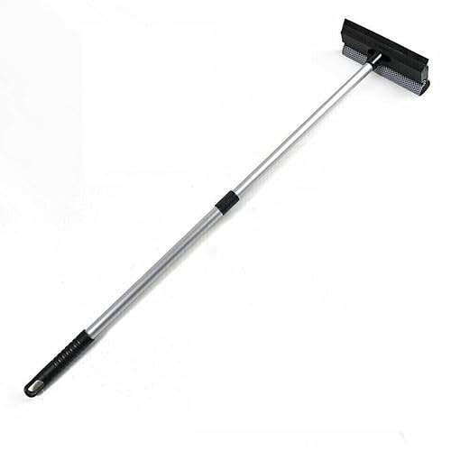 Extendable Window Cleaner with Squeegee – 2-in-1 Telescopic Window Washing Kit with Microfiber Scrubber & 62” Long Handle – Streak-Free Glass Cleaning Tool for High Windows, Shower Doors & Car Windshi