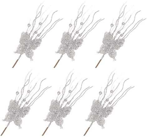 NPXUAMTJ 6 ramo di bacche di agrifoglio artificiali da 45,7 cm, per feste di Natale, centrotavola, decorazione natalizia con bacche di agrifoglio e steli