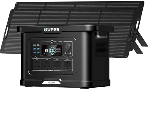 OUPES Exodus 2400 Solar Generator with 480W Solar Panel, 2232Wh Portable Power Station w/ 4 2400W (4500W Peak) AC Outlets, 0-80% in 50 Min., UPS & APP Control, Suit for Home Backup, Camping, Off-grid