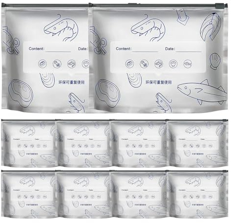 Bolsas enfriadoras de papel de aluminio resellables con cierre de cremallera y etiqueta, paquete de 60 unidades de 21 x 16 x 0,5 cm, bolsas de refrigeración de larga duración para carne, verduras
