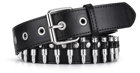 Beojonvy Nietengürtel Rock Punk Y2K Gürtel für Damen Goth Ledergürtel für Frauen und Männer Gothic Kleidung Zubehör (B)