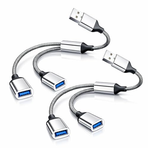 PaYuanRaoTi 2PCS Câble Répartiteur USB, 29cm, Double Prise USB pour Extension Connexion, Adaptateur USB vers USB A avec Double USB pour Chargement Et Transfert Donnees Usage Quotidien