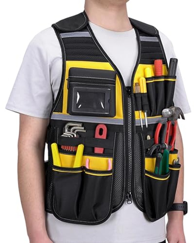 Gilet da lavoro, cintura organizer per attrezzi multitasche, gilet per attrezzi da falegname, per papà, marito, falegname, elettricista, meccanico, compleanno
