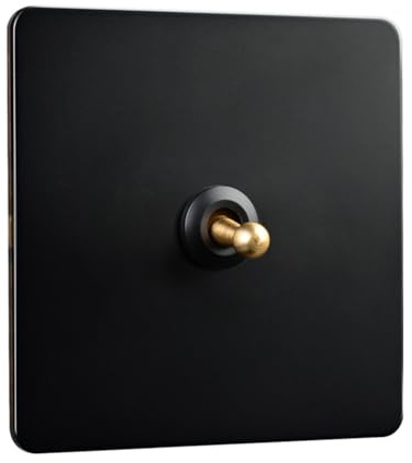 TONIXY Interruptor de luz, interruptor de luz dorado, interruptor de luz de acero inoxidable dorado mate, latón tipo 86, para enchufe de pared, decoración industrial retro (A)