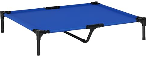 PawHut Cama Elevada para Perros Refrescante y Transpirable Cama para Perros Grandes con Tela Oxford y Marco Metálico para Interior y Exterior 92x76x18 cm Azul