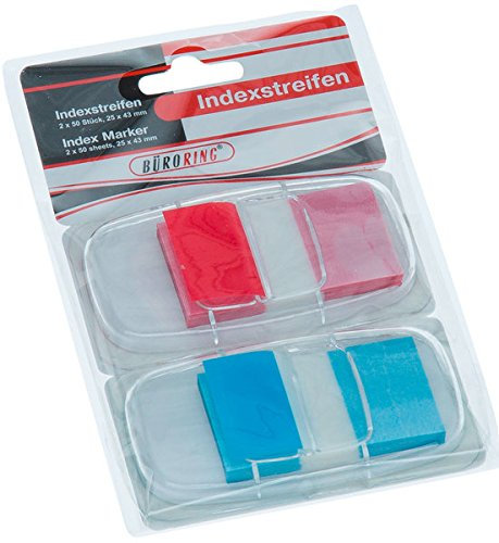 Mcab Büroring Index Haftstreifen im Sp en aus PET, rot und blau