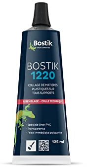 Bostik - Colle Contact Nitrile Liquide 1220 - Multi-Usages - Idéale Pour Liner PVC - Transparente - Tube de 125 ml