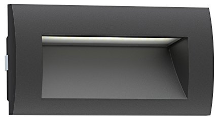 ledscom.de LED recessed Wall Light ZIBAL, Downlight for Outdoors, IP65, Black matt, 140 x 70mm, 3.3 W, 209lm, Warm White, recessed, Exterior Wall, House Wall, Terrace, Garden, Balcony, carport,