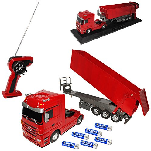 alles-meine.de GmbH Mercedes-B Actros Kipper Rot 40 MHz - Komplettset mit Batterien - RC Funkauto - mit Beleuchtung - viele Funktionen 1/32 Modellcarsonline Modell Auto mit indiv..