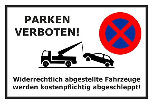 Melis-Folienwerkstatt Parken verboten Schild – Abschleppschild für Einfahrt, Privatgrundstück & Parkplätze – 60x40 cm – 3mm Aluverbund – Verschiedene Größen und Materialien – Mit Bohrlöchern