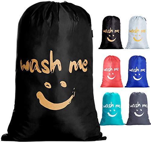 IHOMAGIC Large Travel Laundry Bag, Large Laundry Bag, Wash Me Storage Bag, Hand Washable, Lightweight Bag for Dirty Clothes 120L for Dorm, Camp and Apartments, Travel, Black