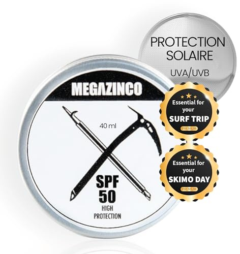 MEGAZINCO – SPF50, mineralisch und 100% NATÜRLICH. Sonnencreme/-paste mit hohem Schutz für Surfer, Segler, Bergsteiger, Skifahrer, Snowboarder, Triathleten, Schwimmer. SURF SONNENCREME - 40 ml