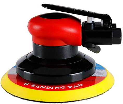 Professional Air Random Orbital Sander, Heavy Duty Dual Action Pneumatic Palm Sander (6 inch, Red)