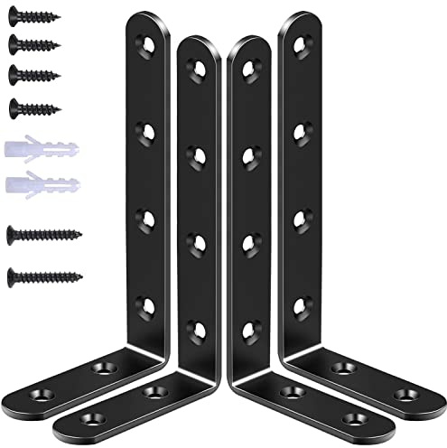 beihuazi® Regalwinkel Regalträger Edelstahl Winkel Regal Halterung Schwarz 125X75mm Winkelverbinder - 20kg Tragekraft - 4 Pcs Wandwinkel Halterung mit Schrauben