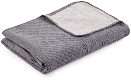 HOMELEVEL Colcha para Cama y Funda de sofá, 240 x 260 cm, Manta de día para sofá o Cama, XXL, Estampado Gris Claro/Gris Oscuro