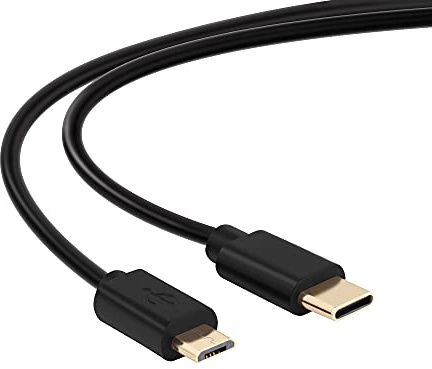 conecto USB C auf Micro USB Kabel 2m Daten Ladekabel schwarz, vergoldet | USB-C auf Micro-USB Daten- & Ladekabel, USB 2.0, 480 Mbit/s, unidirektional, für E-Bike, Smartphone, Datenübertragung