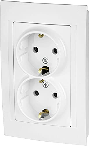 Unterputz Doppel-Steckdose, All-in-One, Serie M1 reinweiß