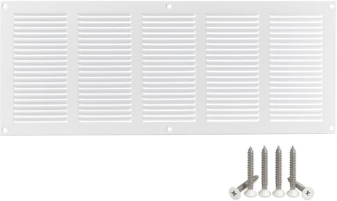 500 x 200 mm metall vitt ventilationsgaller med insektsskydd – galler för ventilation – frånluftsgaller