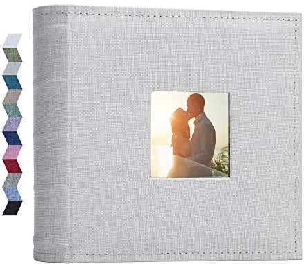 Vienrose Photo Albums 6x4 (15x10 cm) 200 Pockets Linen Cover with Memo Spaces Photobook Large Capacity Pictures Album Memory Book for Wedding, Family, Baby, Holidays, Special Occasions, Light Grey