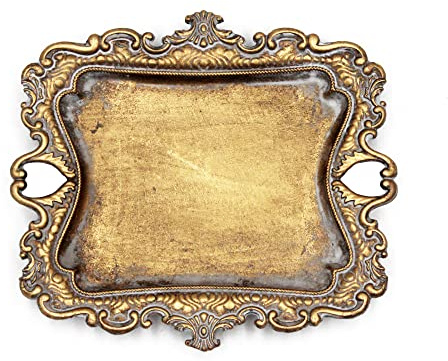 Vintage Small Gold Ring Dish, Birthday & Wedding Gifts for Women，Wedding Ring Tray - 5.3 x 4.5 inches