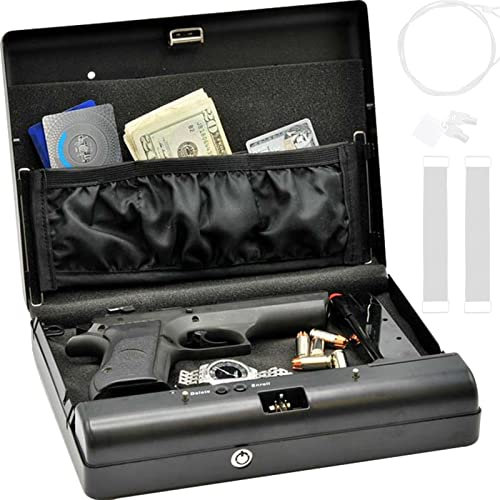 TAHALI Gun Safe - Biometric Gun Safe for Pistols, Quick-Access Pistol Safe Firearm Safety Device with Fingerprint Lock, Smart Handgun Safe Gun Lock Box for Home Bedside