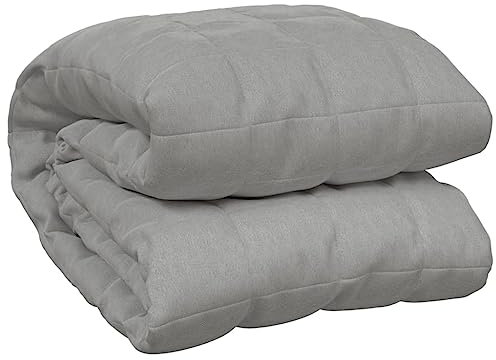 vidaXL Manta con Peso Tela Gris 220x260 cm 11 kg, Manta, Manta de edredón, Manta calmante, Ropa de Cama, Manta con Peso para la ansiedad