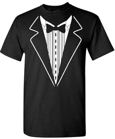 Tuxedo Shirts for Men Novelty Graphic Funny Formal Costume Tee Classic Black White Tux Print Party Outfit Casual Wedding Bachelor Prom Halloween T Shirt M Black