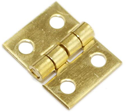 20 Stück Mini-Messingscharniere 1/4 Zoll 4-Loch-Klappscharniere mit Kleinen Scharnieren für Schubladenschränke mit Schrauben für Puppenhäuser (Gold)