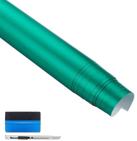 NewL Premium Satin Matt Chrom Ice Metallic Vinyl Folie Auto Folie Aufkleber Luftblasenfrei DIY Motorrad Handy Aufkleber Zubehör (Lake Blue, 30 cm x 150 cm) | Satin-Matt-Oberfl., wiederpositionierbarer Kleber, selbst zuschneidbar, Montagewerkzeug inkl., für Auto & Motorrad geeignet